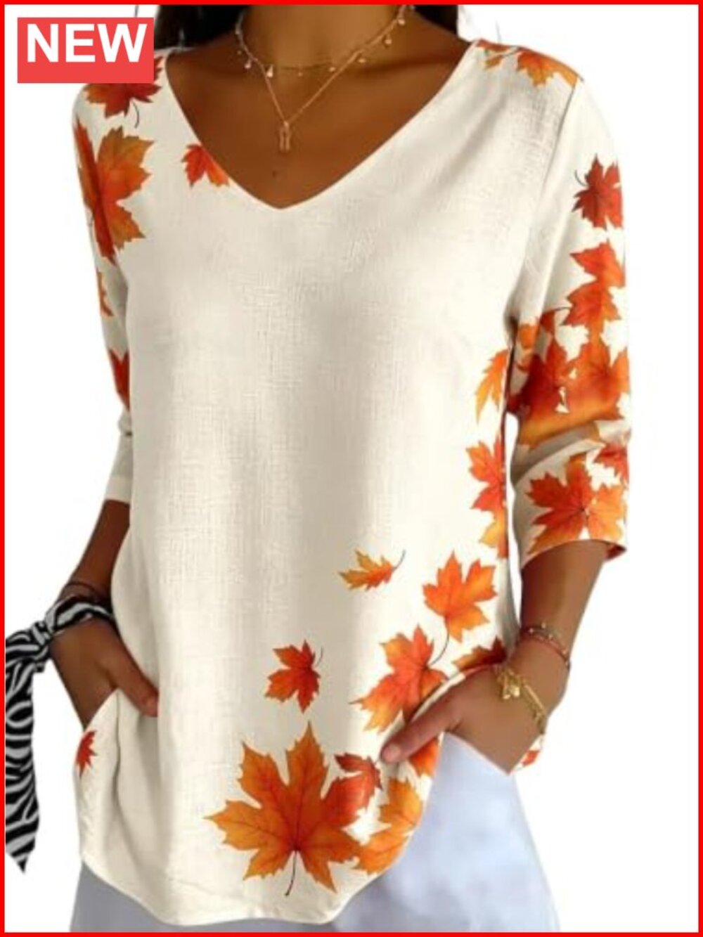 Womens 3/4 Sleeve V Neck Fall Graphic Tee Halloween Pumpkin Top